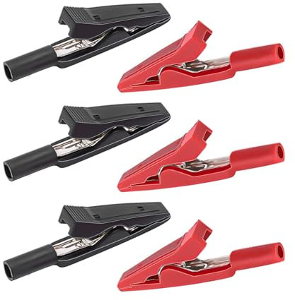 Diompirux 6 Pezzi Morsetti a Coccodrillo, morsetti a coccodrillo da 41.5 mm con tappo singolo, Clip Coccodrillo Elettronica per Test Elettrici Lavoro, con isolamento protettivo, per morsetti per cavi
