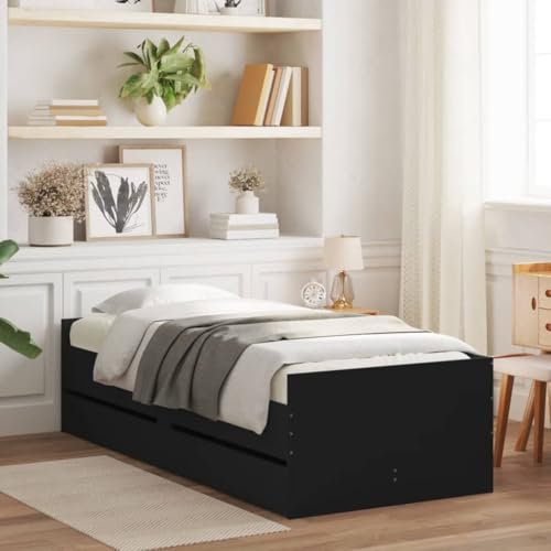 Bulliing Bettgestell mit Schubladen Bett Mit Stauraum Bettgestell Tagesbett Betten Bett Mit Schubladen Schwarz 90x190 cm