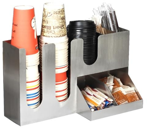 GNBOW Portabicchieri da caffè Monouso, Scomparto in Acciaio Inox Verticale for Condimenti da caffè E Set di Contenitori for Tazze