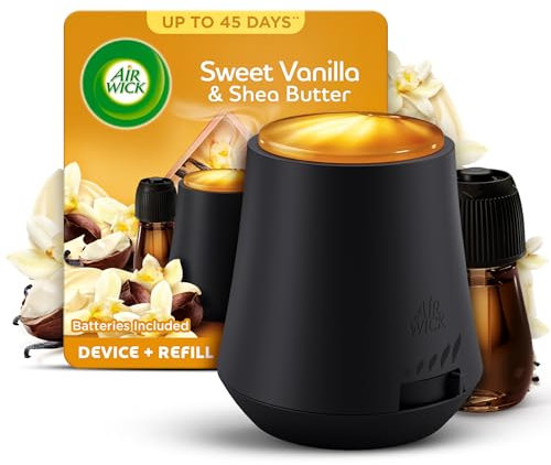 Air Wick Sweet Vanilla & Shea Butter Essential Mist Kit 20ml, Lasting for up to 45 days per refill, Air Freshener