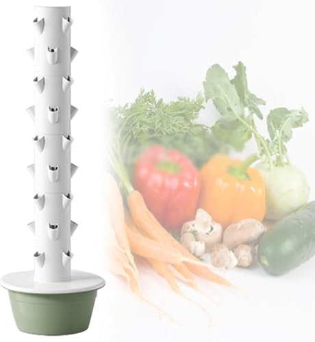 PTSZNGS 7/9-Tier Hydroponics Tower Vertical Planter Hydroponics Growing System for Indoor Herbs, Fruits and Vegetables, with Hydrating Pump, Adapter,9-tier