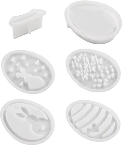 Moldes de conejo de Pascua, moldes de silicona para manualidades, juego de moldes de huevo de Pascua, moldes de yeso de silicona, molde de silicona de conejo para huevos de Pascua y siluetas de conejo