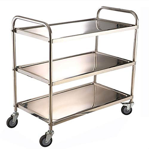 Barwagen aus Edelstahl mit 3 Ebenen, mit Weinregal und Rädern, Küchenwagen, Servierwagen mit Catering-Lagerregal für den Hausbar-Service, 1 mm Dicke