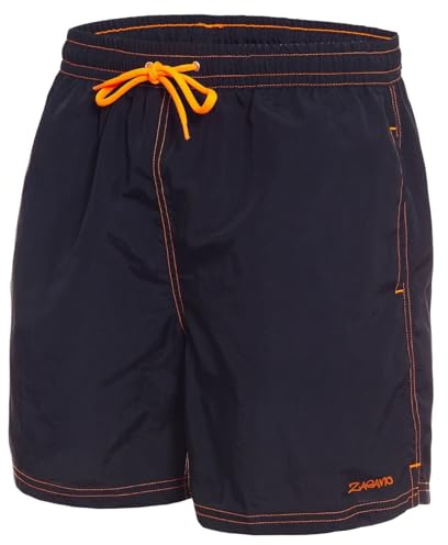 Zagano Badbyxor herr, boxershorts, strandshorts – badbyxor män – badshorts herr – badshorts – badshorts för män, korta byxor – träningsbyxor tillverkade i EU, svart, 4XL