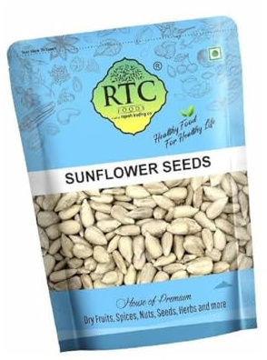 RTC FOODS Sunflower Seeds 1kg | High in Fiber | Nutritious Snack | Raw Edible Seeds for Consumption | Packed with Iron, Magnesium, and Vitamin E | Perfect for Smoothies, Salads, and Baking