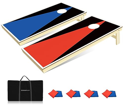Wakefa Cornhole Sets, Massivholz Cornhole Boards Set mit 2 Maisloch-Wurfbrettern und 8 Cornhole-Sitzsäcken, Cornhole Spiel-Set für Erwachsene, Outdoor, Rasen, Hinterhof, 10,2 x 60 cm