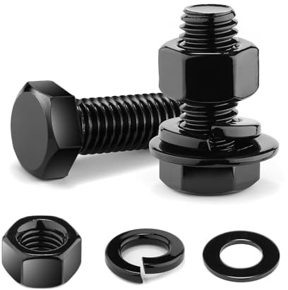 Sechskantschrauben, M10 x 25 mm, Schwarzoxid 304 Edelstahl, Muttern und Schrauben, Flach- und Sicherungsscheiben, Muttern und Schrauben, Sortimentsset, 10 Stück Wavanta