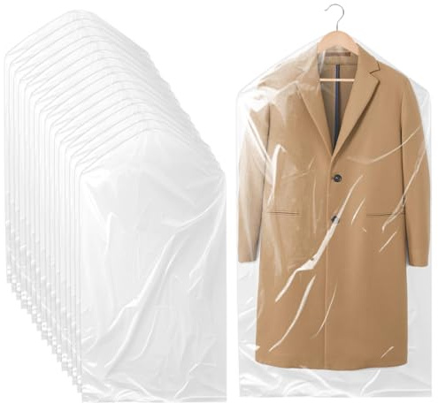 MUXHEL 60 Stück Kleiderschutzhüllen, Kleiderschutzhülle, Kleidersack Transparente, 60×140cm Kleidersäcke, Kleidersack Kunststoff, Waschbare Kleiderhülle, Staubdicht Kleiderschutz, für Anzüge Sakkos