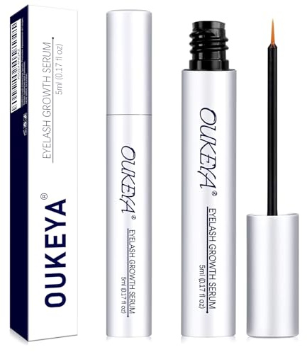 OUKEYA Ögonfransväxt Serum 5ml x 2, Ögonfrans Serum med Växtextrakt & Peptid Formula, För Längre & Fylligare Ögonfransar, Kliniskt Bevisad Formula för Naturligt Längre Ögonfransar och Förlängningar, V
