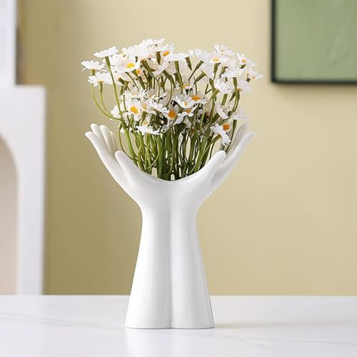 Romehaha Hand Body vase Keramik für Home Decor, Keramik Blumenvase für ideale Regal, Tisch,Bücherregal,Eingangsbereich Dekor, Bücherregal Deko Vase