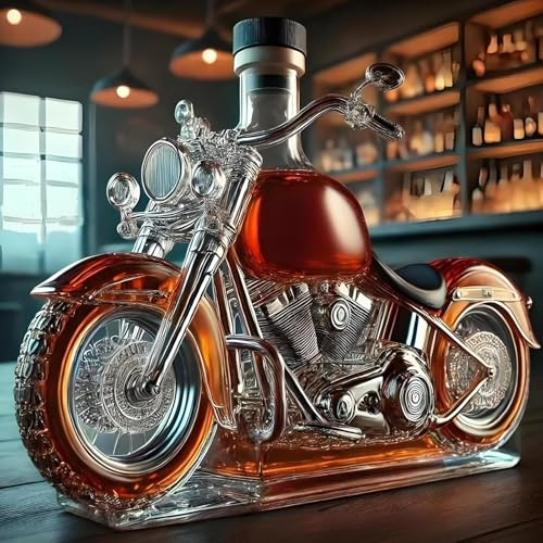 Decantador de whisky para motocicleta, recipiente de vino, botella, aireador de vino de vidrio con forma de motocicleta, decoración de escritorio de botella de licor vintage para cocina de