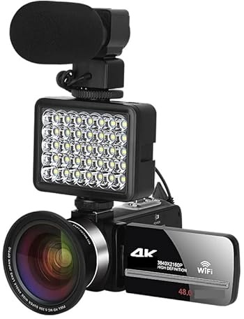 Caméscope Professionnel 4K caméra vidéo numérique for Le Streaming Vlog enregistreur 18X stabilisateur de Webcam en accéléré Cadeau pour débutants(64G SD Card,NA-U800-LT)