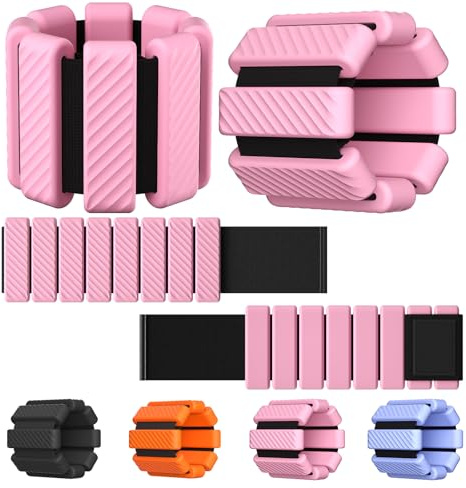 Wrist & Ankle Weights for Women, Wearable Strong Arm & Leg Weights Set of 2(1Lbs Each), Adjustable Ankle Weights for Walking, Yoga, Dance, Barre,Gym,Exercise,Pilates,Walking Running (Light Pink)