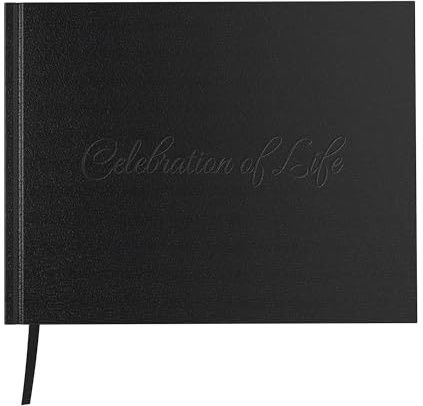 UCO Funeral Guest Book for Memorial Service (9x7 Inches), Elegant Hardcover Celebration of Life, Sign in Guest Book, Memory Logbook for a Thoughtful Memorial Keepsake, Leather Cover, 96 Pages