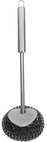 FUNOMOCYA Heavy Duty Stainless Steel Dish Brush with Comfortable Long Handle Corrosion Resistant Kitchen Scrubber for Pots Pans Grills Ergonomic Grip for Efficient Household Cleaning