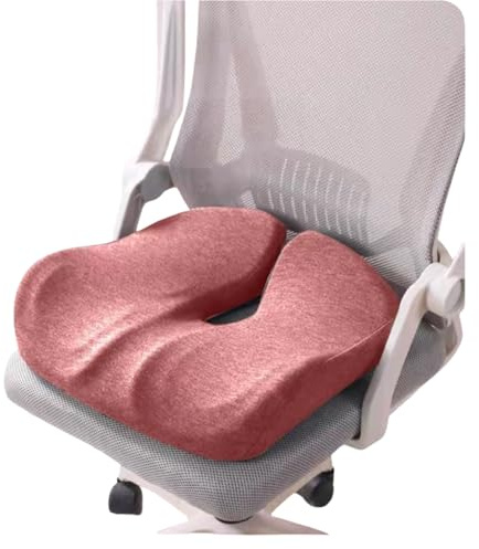 Orthopedic Seat Cushion for Tailbone Pain Relief & Hemorrhoids Premium Memory Foam Coccyx Pillow for Women, Office Chair Cushion, Ideal for Pregnancy, Sitting, Driving & Post-Surgery (Pink)