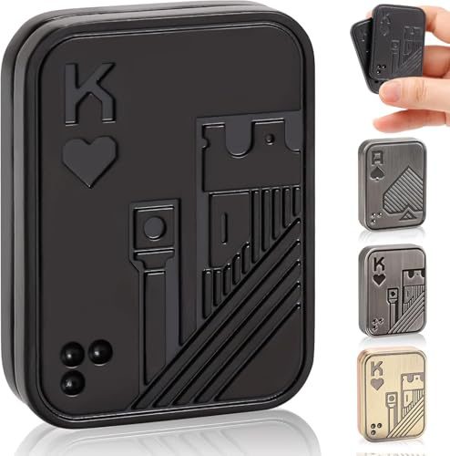 Bufccy Fidget Slider, Handkreisel Spielzeug, Stress abbauen (Schwarz K) | Magnetische Metall Push Card, Fidget Clicker für Erwachsene Jugendliche, EDC-Gadgets Spielzeug für Freund, Ehemann und Vater