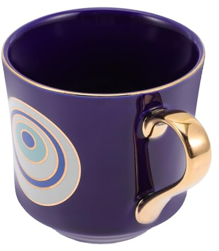 SMASOLO Taza de Cerámica para Café y Té Símbolo del Ojo de Fátima, Capacidad Media, Color Azul Real, Diseño Pintado a Mano, Adecuado para Oficina y Regalos Obsequios