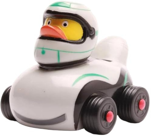 Duckshop I Badeenten Ducks on Wheels I Quietscheente I Quietscheentchen I Geschenk für Rennsort-Fans I Präsent Sammler (Badeente Ducks on Wheels -Silber-)