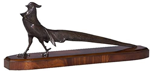 lyxig bronsfigur fasan med träbotten brons/brun 85 x 17 x H. 35 cm - Living Room Deco