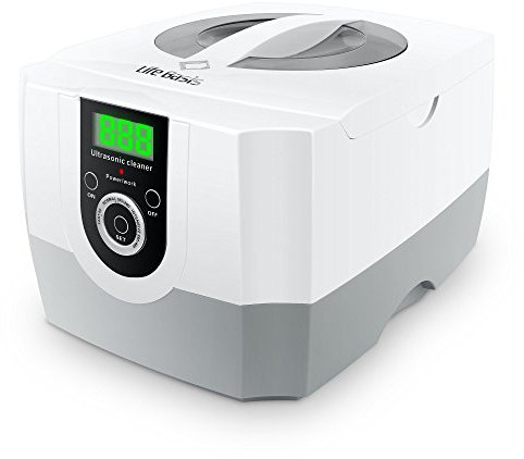 LifeBasis Ultrasonic Jewelry Cleaner Professional 1.4L Ultrasonic Cleaner for Scientifc Lab Jewellery Store Medical and Dental Labs Car Parts Stores (White)