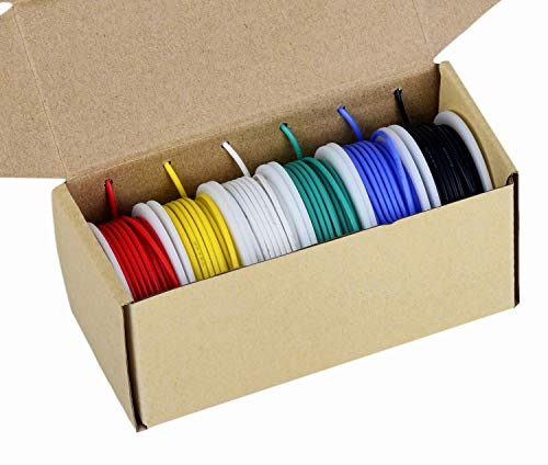TUOFENG 20awg Wire Flexible Stranded Wire,20 Gauge Wire Tinned Copper Silicone Rubber Insulated (6 Different Colored 23ft / 7m Each) 20awg Silicone Wires