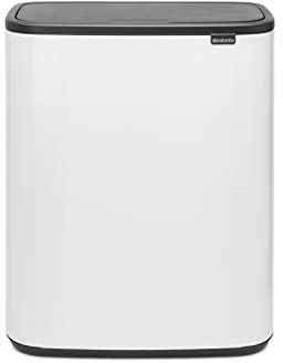 Brabantia Bo Touch Bin - 60L Inner Bucket (White) Large Waste Kitchen Bin - Soft-touch