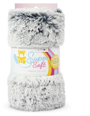 kullaloo Microfaser Zottelplüsch/Plüschstoff SuperSoft SHAGGY DIP DYE mit hellen Spitzen – 15 mm Florlänge – aschgrau (dunkelgrau) – 100x75 cm