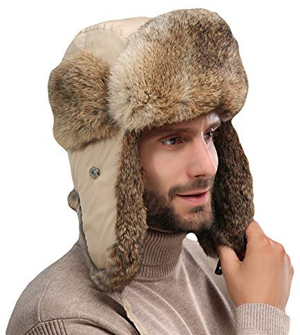 Insun Unisex Fliegermütze Wintermütze Warme Pilotenmütze Kunstfell Fellmütze Ohrenschützer Wintermütze Khaki XL 60-62cm