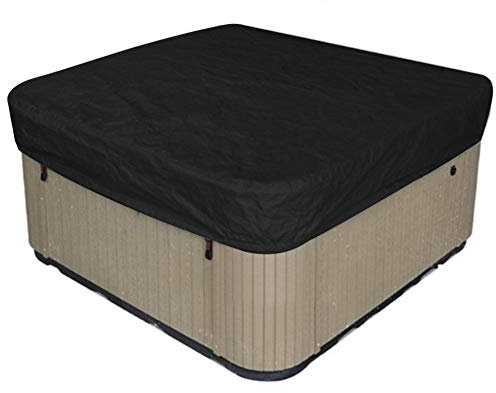 Square Hot Tub Cover, Outdoor Hot Tub Waterproof Sunproof 90.9x90.9x11.8in Spa Bath Pool Dust Guard UV Resistant (Black)