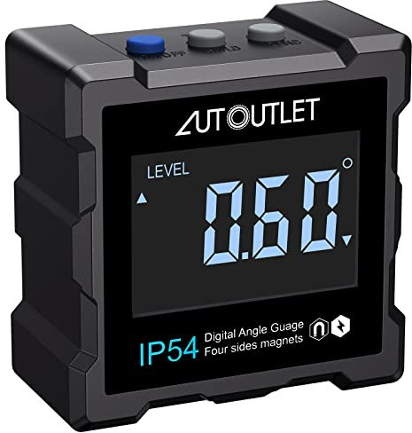 AUTOUTLET Digitaler Neigungsmesser, Digitaler Winkelmesser magnetisch Digital Level Box Inklinometer LCD Winkelmessgerät Wasserdicht, Magnete an 4 Seiten, für Holzarbeiten Automobilwartung
