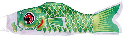 TEBX Koinobori-Windsack, 40 / 70 / 100 cm, japanischer Stil, bunt, für den Außenbereich, Hof, Drachen, Windspiel, Karpfenflagge, hängende Dekorationen (40 cm grün)