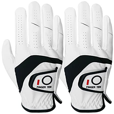 AMRTA Golfhandschuhe für Herren, linke Hand, Leder, rechte Hand, 2 Stück, für Linkshänder und Rechtshänder, rutschfeste Golfhandschuhe, ml (M/L, 2 Stück, auf der rechten Hand getragen)