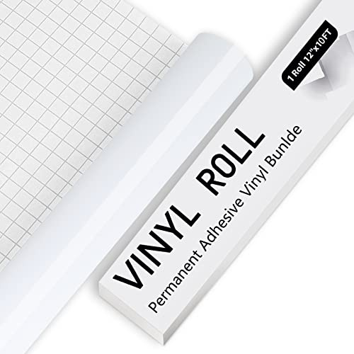 IModeur Glossy White Permanent Vinyl Roll - 30.5 x 305 cm Adhesive Vinyl Roll for Silhouette & Cameo, Mug, Cup, Window & Home Deco