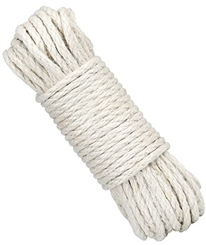 G2PLUS 5MM Jute Twine String, 20M Beige Natural Cord, 4-Ply Thick Jute Rope for Macrame, Cat Scratch Post, Garden Decoration