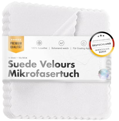 Chemicalworkz® White Suede Towel (10 STK.) Suede Mikrofasertuch - Perfekt für das Auftragen von Keramikversiegelungen | 10x10cm