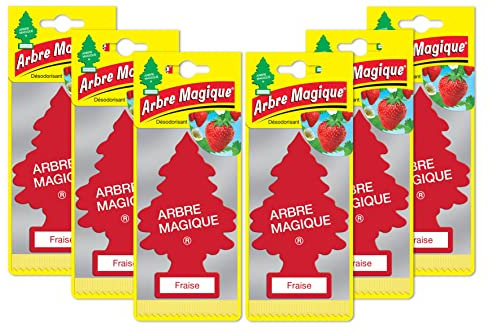 Little Trees Kit of 6 Arbre Magique Strawberry Perfumed Air Freshener Super Long Lasting Scent for Car, Home, Office, etc