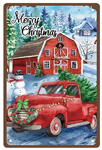 CREATCABIN Feliz Navidad Metal Cart Chapa Retro Muñeco Nieve Decoración Pared Divertido Vintage Colgante Pintura Placas para Fiesta Navidad Granja Hogar Dormitorio SaEstar Oficina Café Bar Adorno
