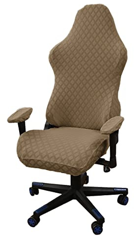 LIFEDX Funda Silla Gaming Fundas de Sillas Gaming Elásticas con Brazos 4 Piezas,Funda para Silla de Juegos Funda Silla Gamer Ergonómicas Antideslizante Lavable Extraíble,No Incluye Sillas,Camello