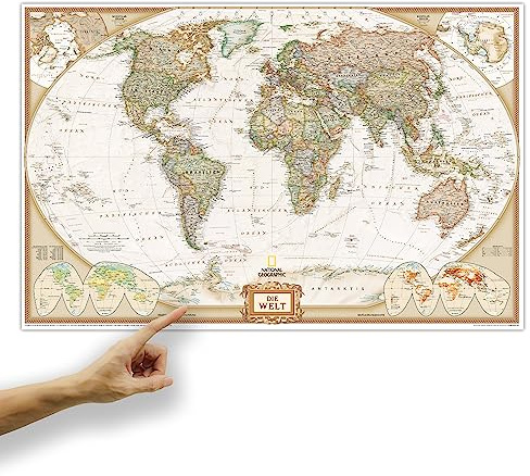 ORBIT Globes & Maps - Weltkarte mit Kartenbild von National Geographic - Poster, Aktuell 2026, 88x58 cm, deutsch, Maßstab 1:46 Mio