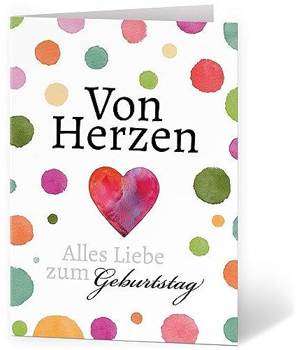 XXL Glückwunschkarte zum Geburtstag (A4) Von Herzen - hochwertige Klappkarte | Große Design Maxi Karte Grußkarte Geburtstagskarte mit Umschlag