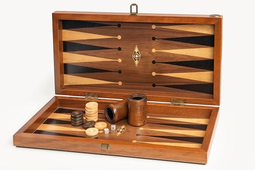Helena Wood Art, Handgefertigtes Hochwertiges Backgammon Spiel aus Holz, Tavla, 100% Holz, Deluxe Edition, TricTrac, 49 x 25 cm