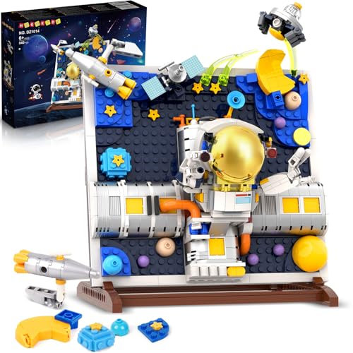 HOGOKIDS Weltraum-Bauspielzeug - 540 PCS 3D Astronauten Klemmbausteine Set, Konstruktionsspielzeug für Kinder, Kinderzimmer-Deko, kreatives Geschenkideen für Jungen und Mädchen ab 6 7 8 9 10 Jahren