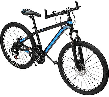 SICHENSH 26 Zoll Mountainbike, 21 Gang Schaltung MTB Mountain mit Mechanische Scheibenbremsen vorne und hinten, Fahrrad Mountainbike, Höhenverstellbar Fahrrad für Herren und Damen (Schwarz, Blau)