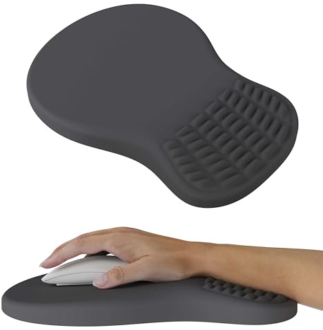 MEKASS Tapis de souris ergonomique avec repose-poignet, tapis de souris en mousse à mémoire de forme pour soulager la douleur du canal carpien, support de poignet pour ordinateur de bureau avec base