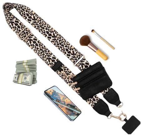 Generisch Handyband zum Umhängen mit Tasche | Handykette mit Tasche | Handygurt mit Geldbeutel | Clip Bag Handy Umhängeband Zubehör | Umhängegurt für Handy | Telefon Gurt mit Reißverschlusstasche