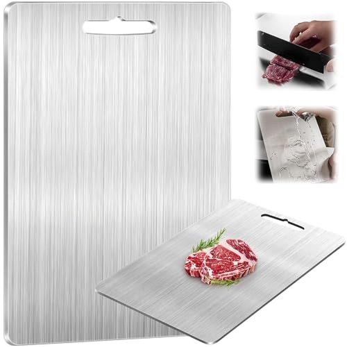 AstraGlam Titan Schneidebrett Set 25x15 cm - Premium Titanium Cutting Board - Hochwertige Schneidebretter Stein für Moderne Küchen - Edelstahl Metall