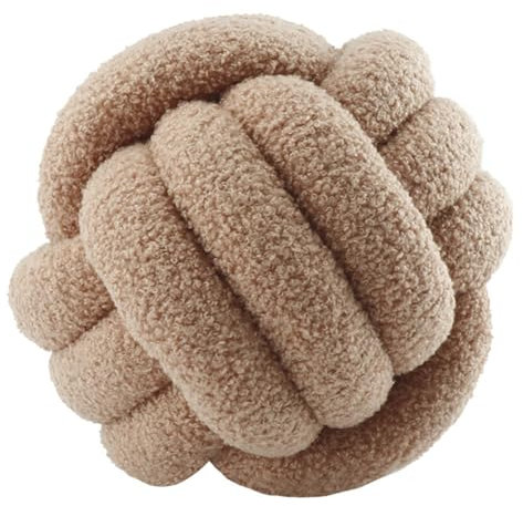 Knotenkugelkissen, Knotbugelwurf Kissen Ultra weiche Begleiterin dekoratives handgewebte Knotbugel Lamm Samtsofa Kissen, Knotenkissen, Sofa-Kissen Beige Knotenkissen, geknotetes Kissen für Sofa