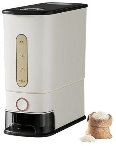 Contenitore per riso – Grandi barattoli in vetro | Dispenser da 10 kg con pala, grandi contenitori salvafreschezza con coperchio ermetico | moderno contenitore da cucina | Conservazione di cereali e