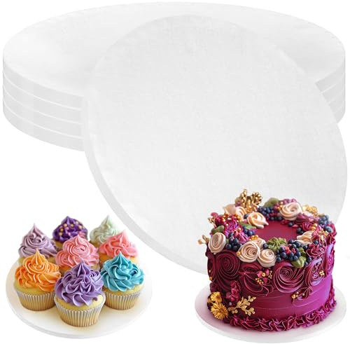 Sottotorta - 8 pollici / 20 cm, rotondo, bianco, confezione da 4 - Vassoio per fusti in cartone - Base per esposizione di torte a più livelli - Cerchi con fondo spesso - di PixiPy